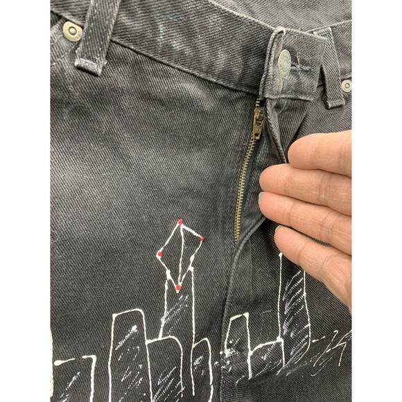 Vtg Lee 1889 Denim Jeans Men's 40 X 30 Black Half Wayzz Calouge Art Tagged Pants - Picture 13 of 16